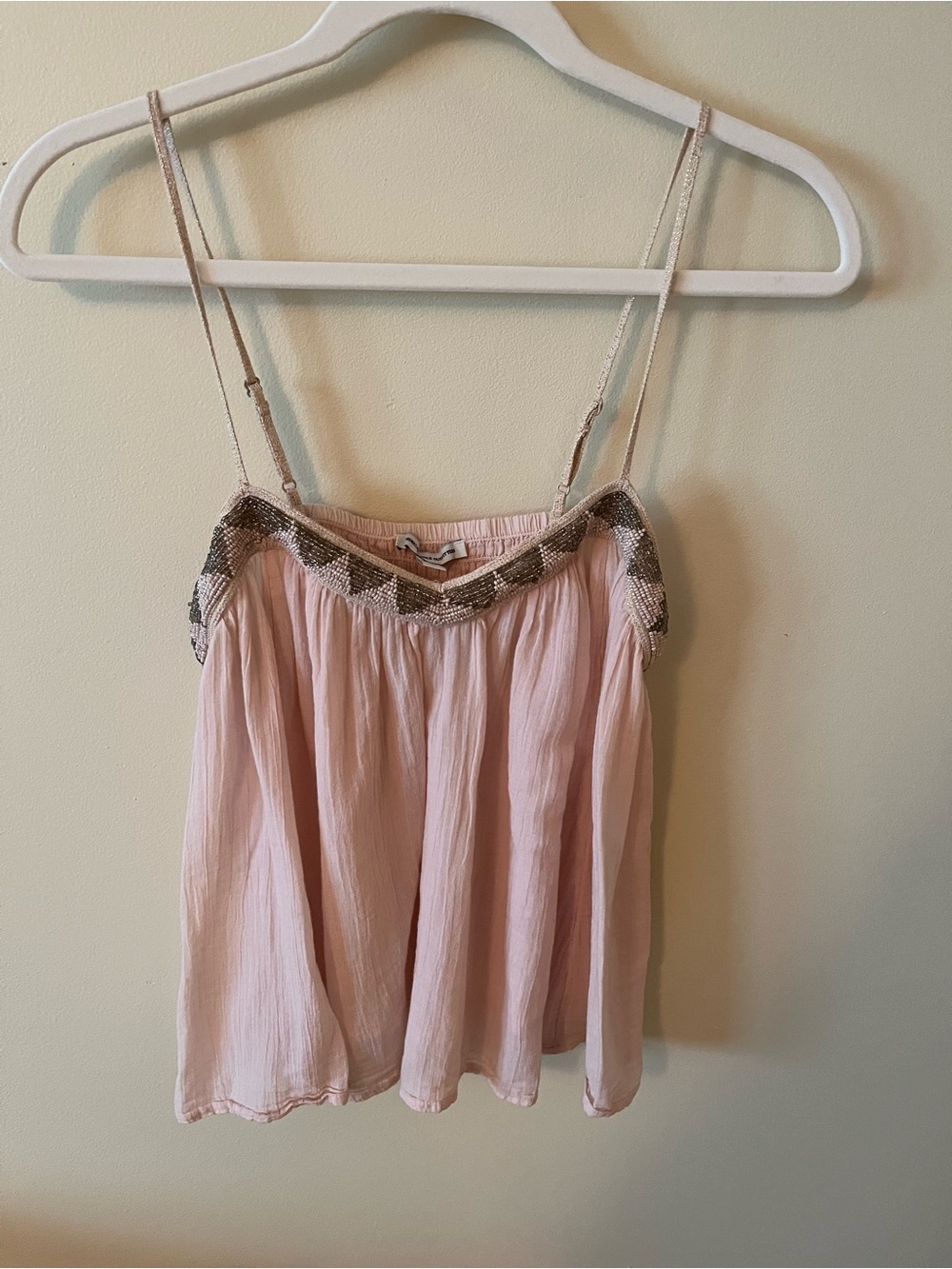 American Eagle Outfitters Light Pink Beaded Spaghetti-Strap Camisole